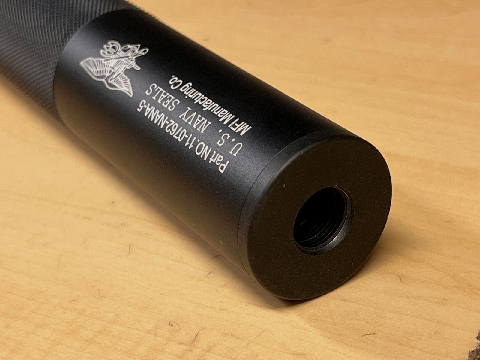 Decorative sound suppressor Navy Seal for Airsoft with M14 negative thread metal version black type 3