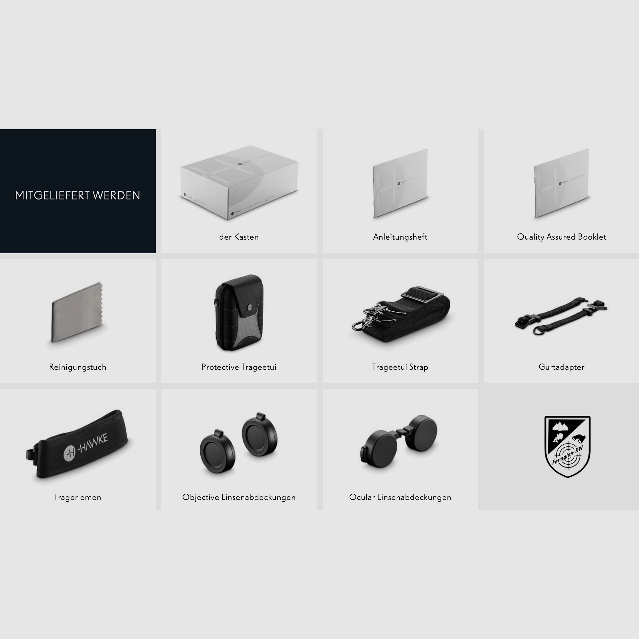 HAWKE 38006 Frontier H DX 8x32 binocolo grigio con accessori