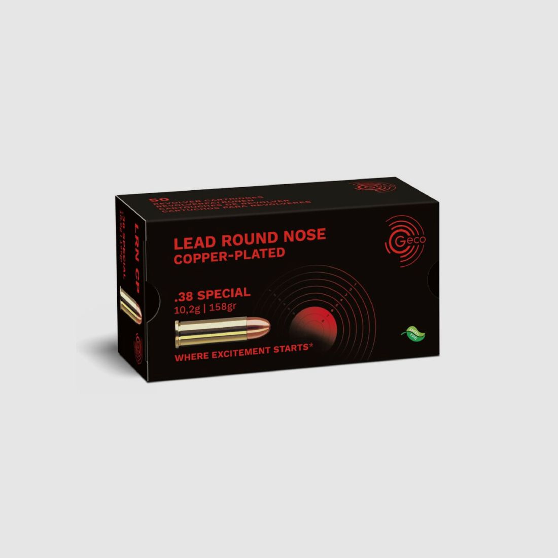 GECO .38 Special Lead Round Nose, copper-plated 158gr