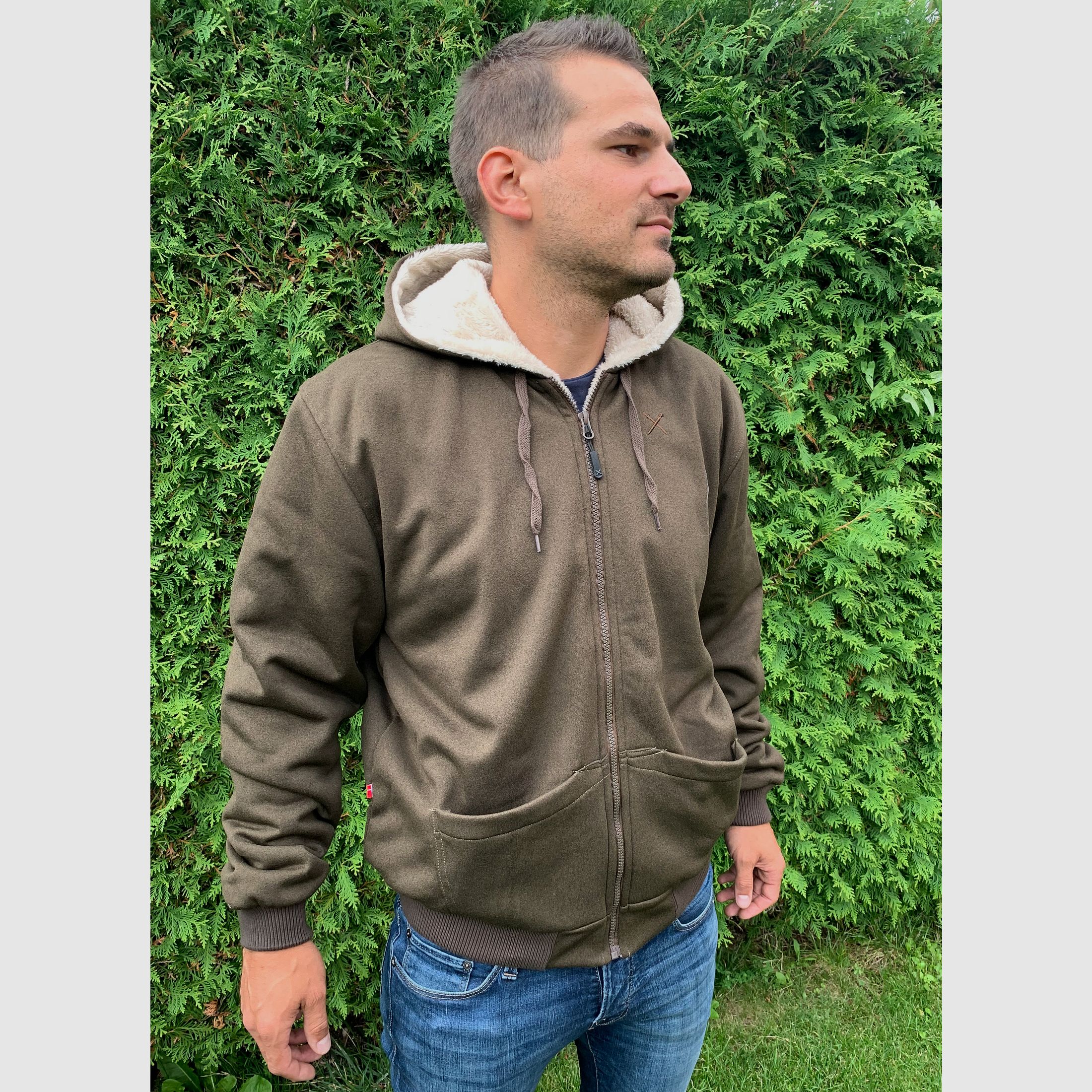 Sweater Sune, schwerer Kapuzenfleece klassisch unisex, Braun, Bild 1 von 2