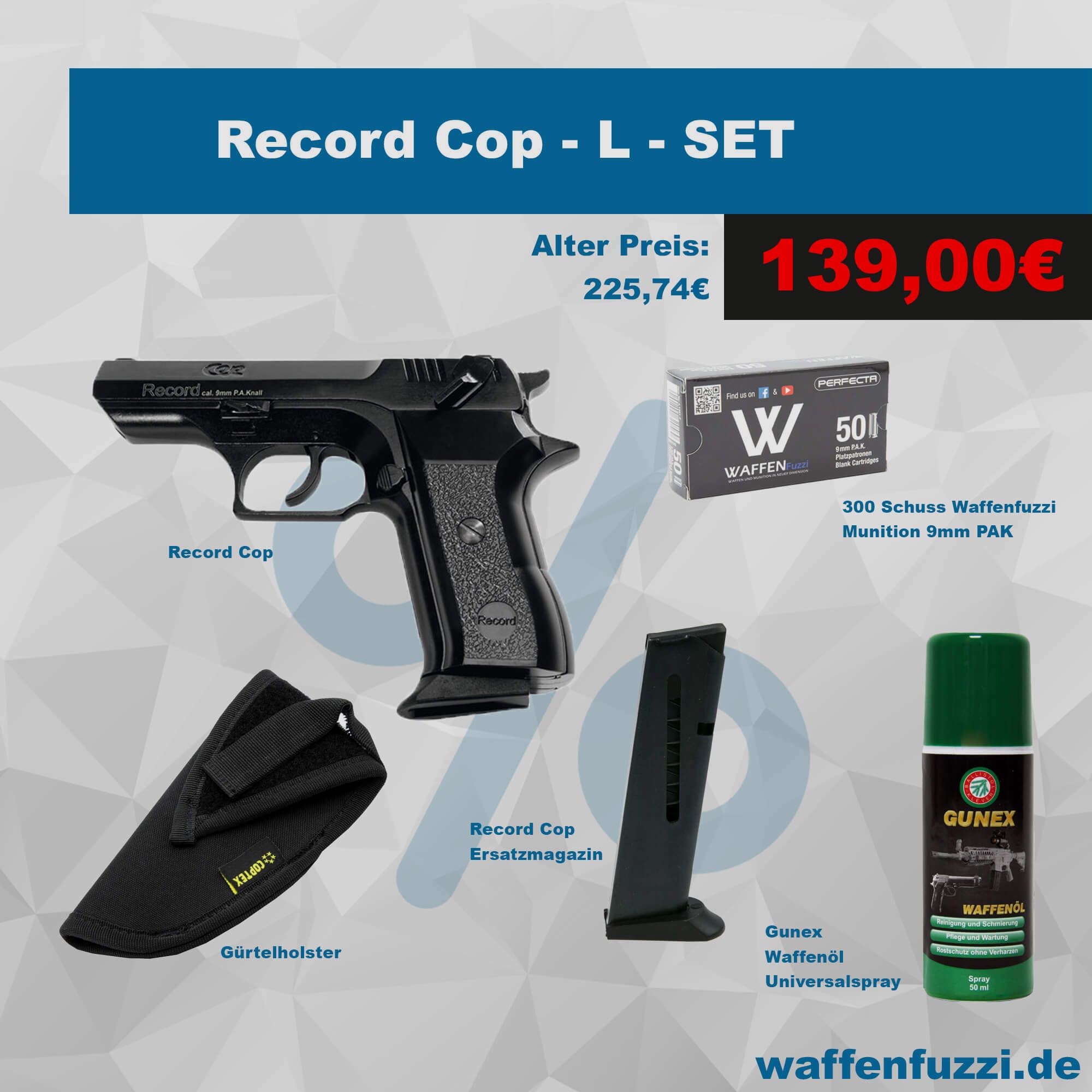 Record Cop Set di Pistole a Salve "L" Calibro 9mm PAK
