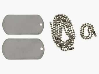 US identification tag, stainless steel, with chain