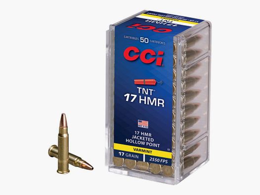 CCI .17 HMR TNT 17gr JHP 2550 FPS Munición
