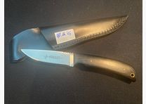 Haller Gürtelmes, jachtmes, vismes, zwarte leren schede, 440 roestvrij staal, (46)