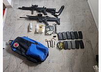 Duże Begadi S-AEG Starter-Set: MK16 (SCAR-L) & M4 M-LOK inkl. 10 magazynków, akumulatorów i kompletnego wyposażenia w kamuflażu Flecktarn