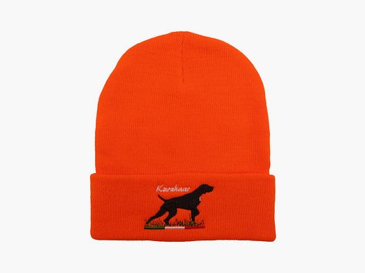 Oranje hoed met korte haarprint