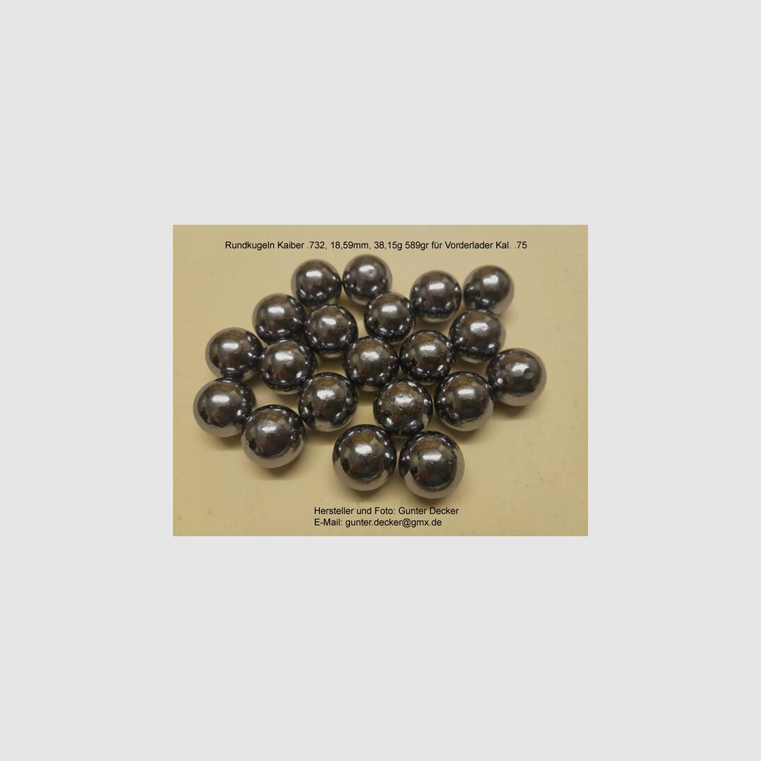 Rundkugeln Kal. .732 18,59mm, 589gr für Vorderlader Gewehre Kaliber .75