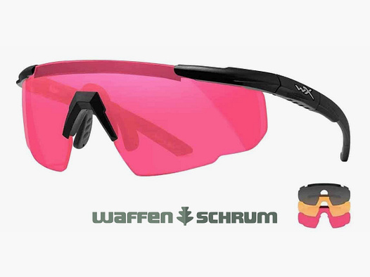 Wiley X Schießbrille Saber Advanced Set Gläser: grau, helles oange, mangenta, Gestell: matt schwarz