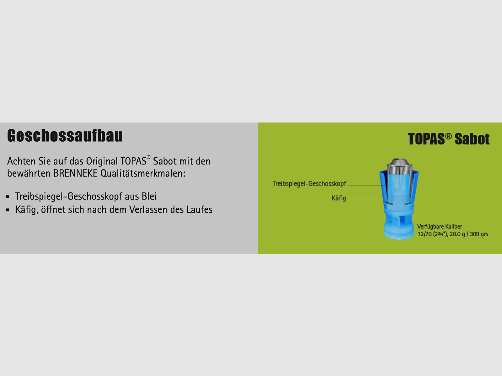 Brenneke 2005531 12/70 Topas Sabot 20g 309grs Flintenlaufgeschoss 5 Stk.