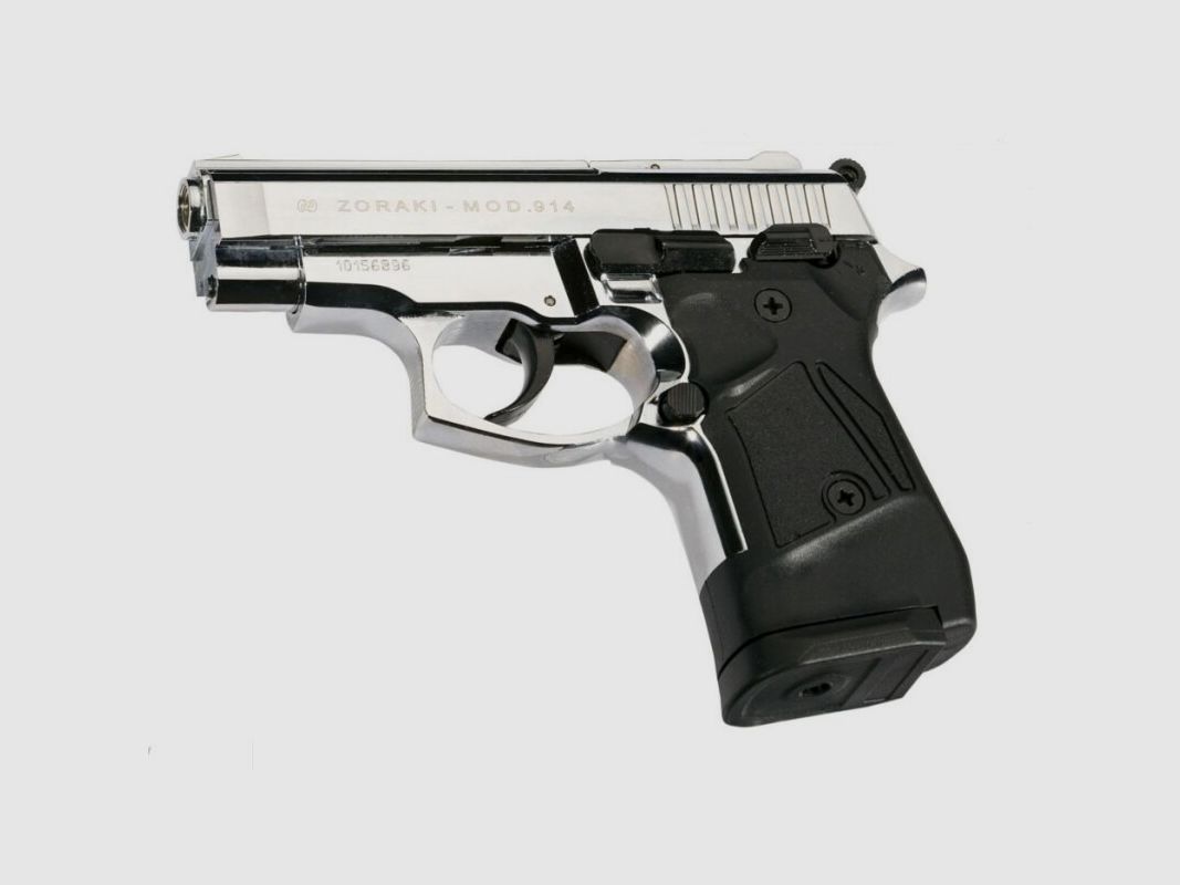 ZORAKI 914 Chrome PTB 9mm P.A.K. – Strzał z przodu - Wysyłka w całej UE