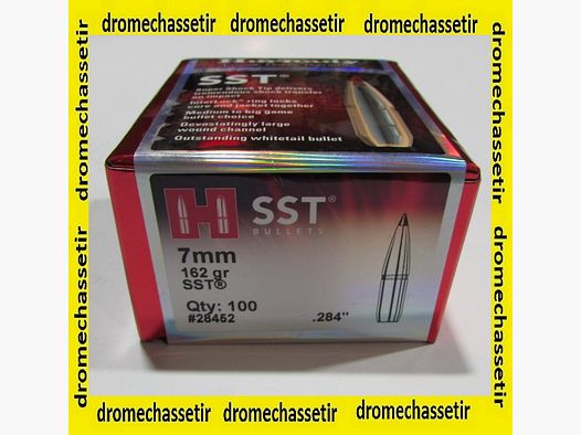 boite 100 ogives Hornady cal 7mm (0.284) SST 162 Grains ref 28452