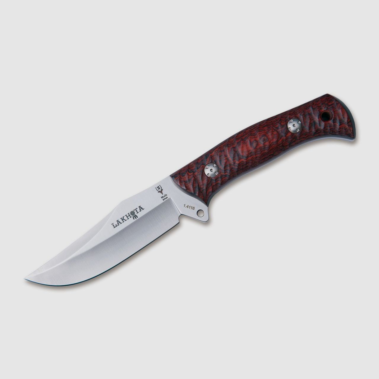 Lakhota Coral Wood Bowie Messer mit sch?ner K?cher-Lederscheide