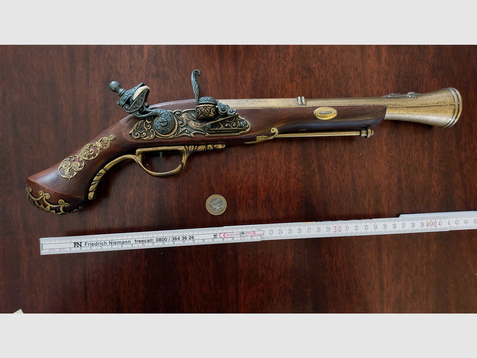 Replica flintlock pistol decoration – defective