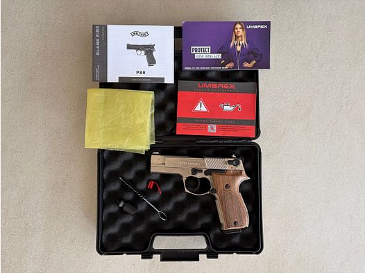 Walther P88 Compact Nickel Holzgriff | Neu | Sammlerzustand | 9 mm P.A.K. 