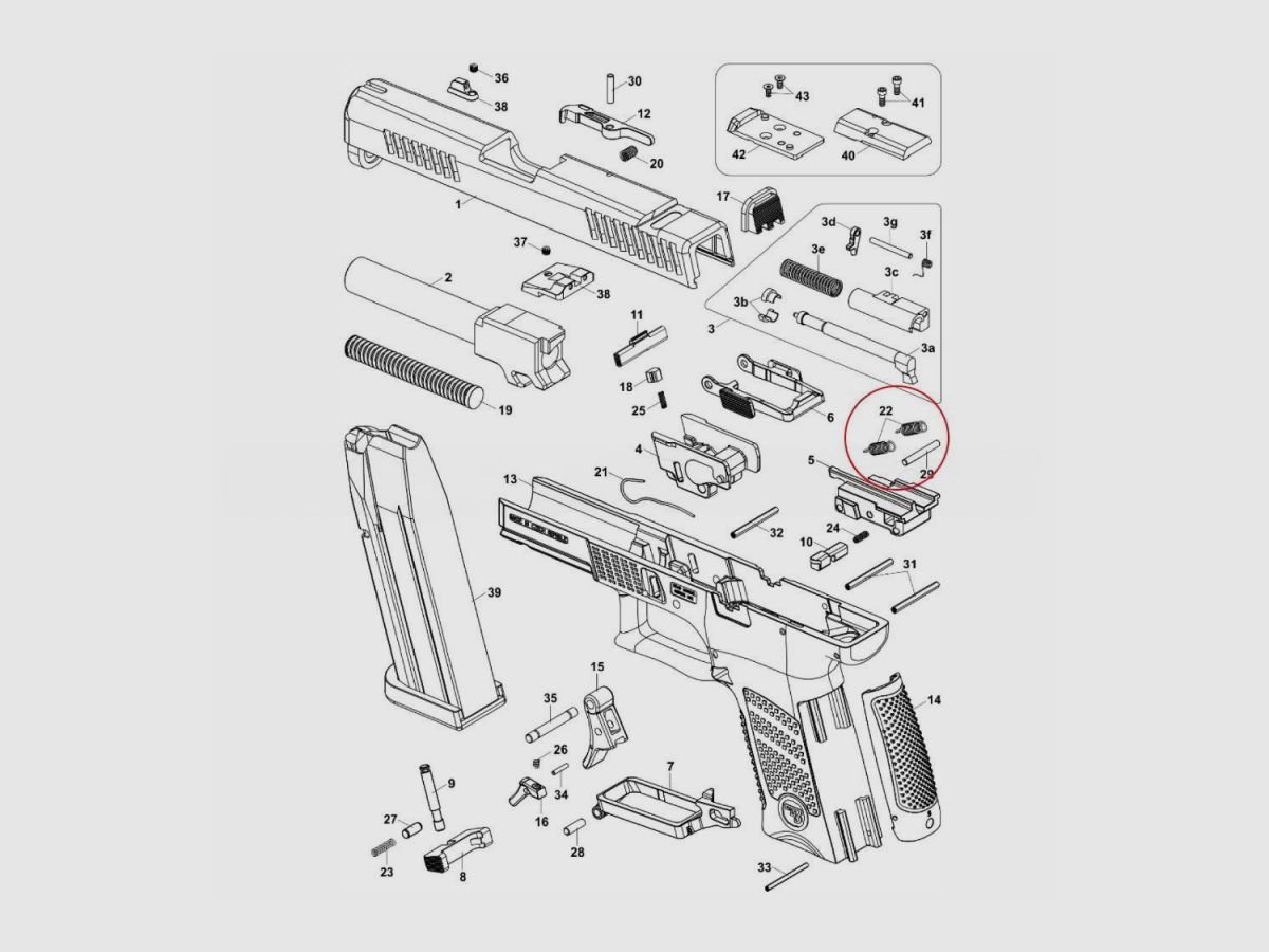 Molla della barra del grilletto CZ P-10, immagine 3 di 3