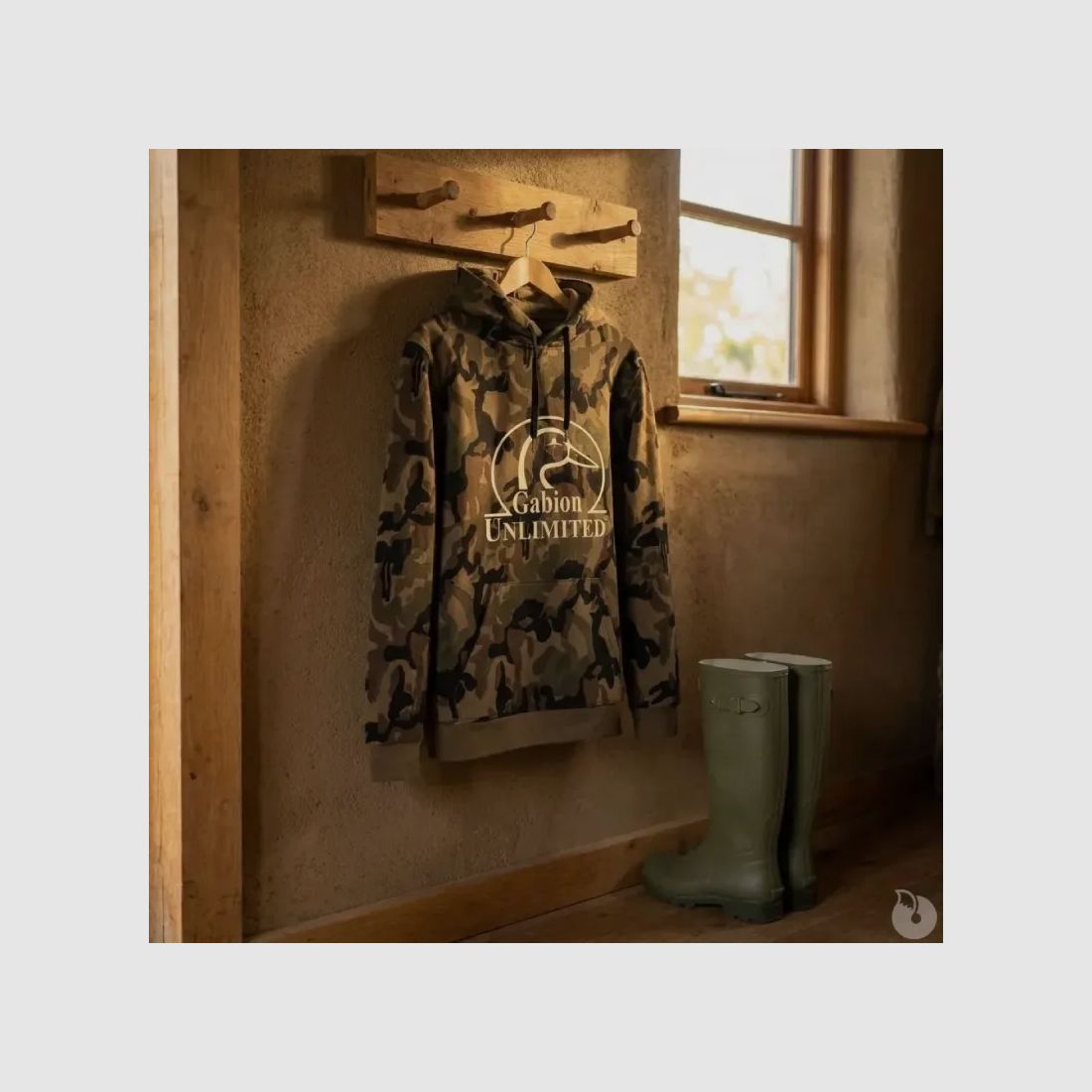Kapuzensweatshirt Camo Woodland 80% Baumwolle 280g mit Fronttasche, Bild 5 von 13