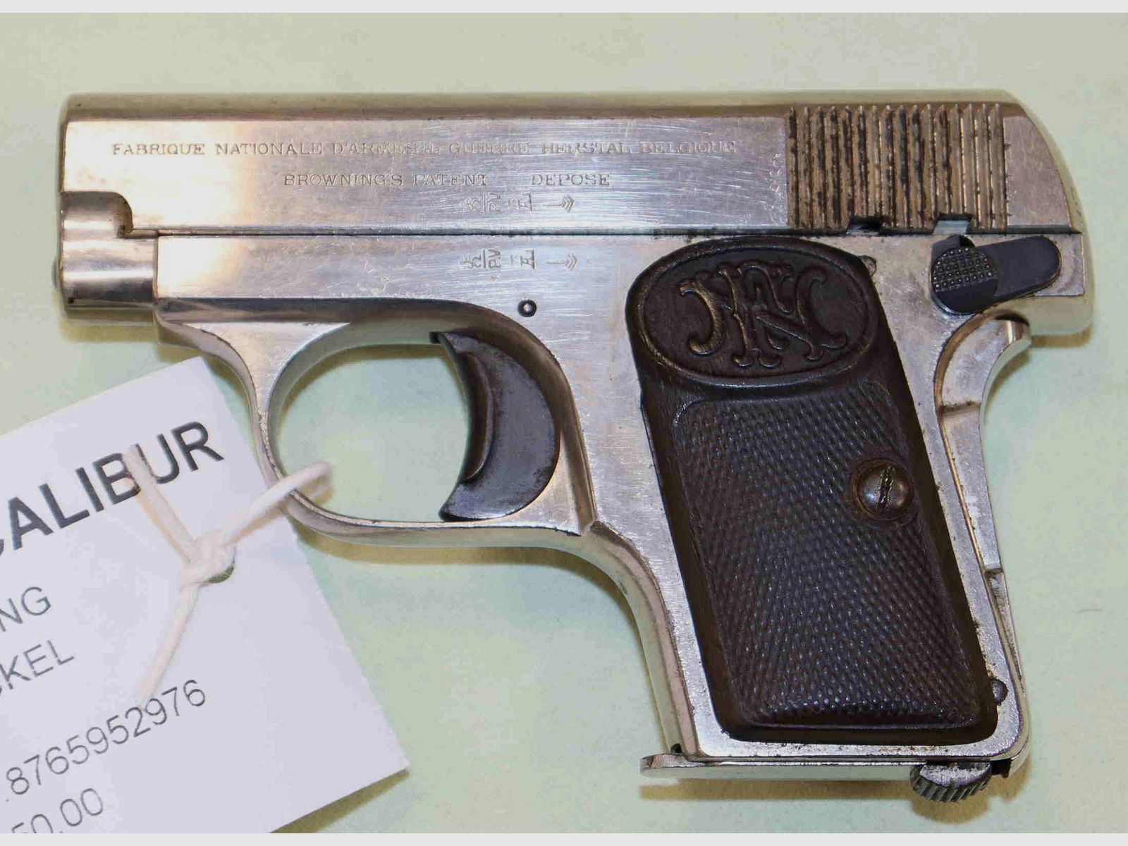 Pistole FN Browning 1906 Nickel Kaliber 6.35, Bild 1 von 3
