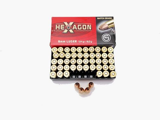 Geco 124g. HEXAGON w opakowaniu 50 sztuk DOSTĘPNY OD RĘKI - 9mm Para 9mm Luger