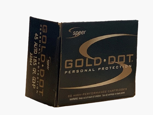 SPEER GOLD DOT HOLLOW POINT AMMUNITION .45AUTO - 230GRS. - 20 ROUNDS