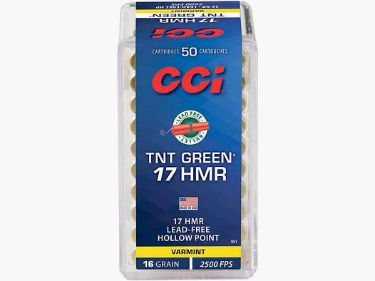 CCI .17HMR TNT Green HP 16grs. - 1,0g