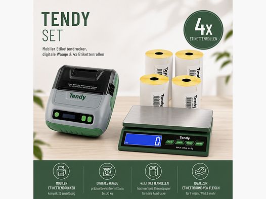 Tendy Wildbretverarbeitung Set 1 (Tischwaage + Etikettendrucker inkl. Etiketten)