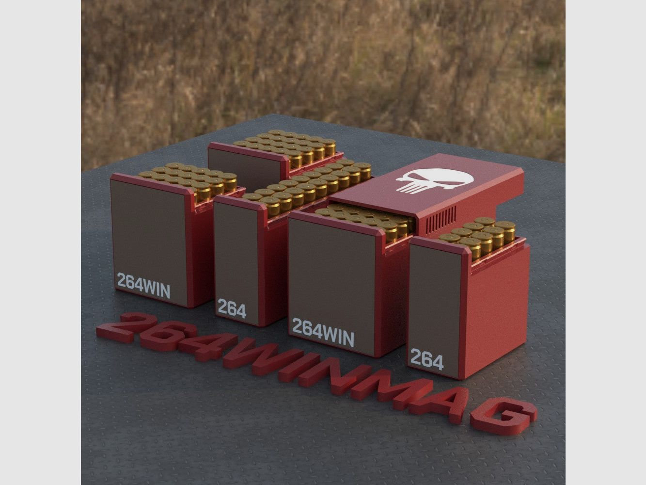 Filamelt Munitionsbox / Ammo Box .264 Winchester Magnum – Patronenbox für 50 Schuss, Made in Germany