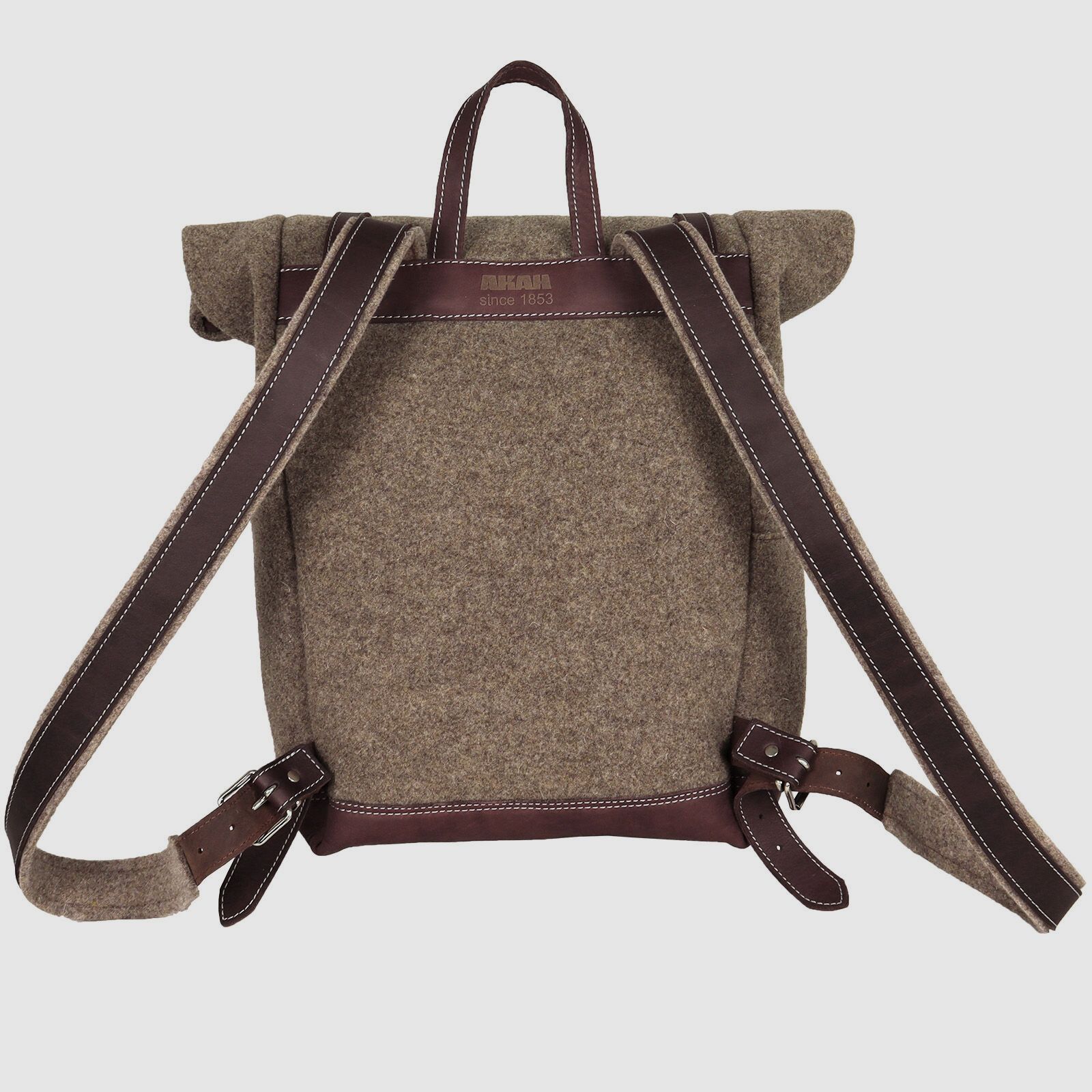 AKAH AKAH Rolltop-Rucksack aus Wollfilz und Olivenleder