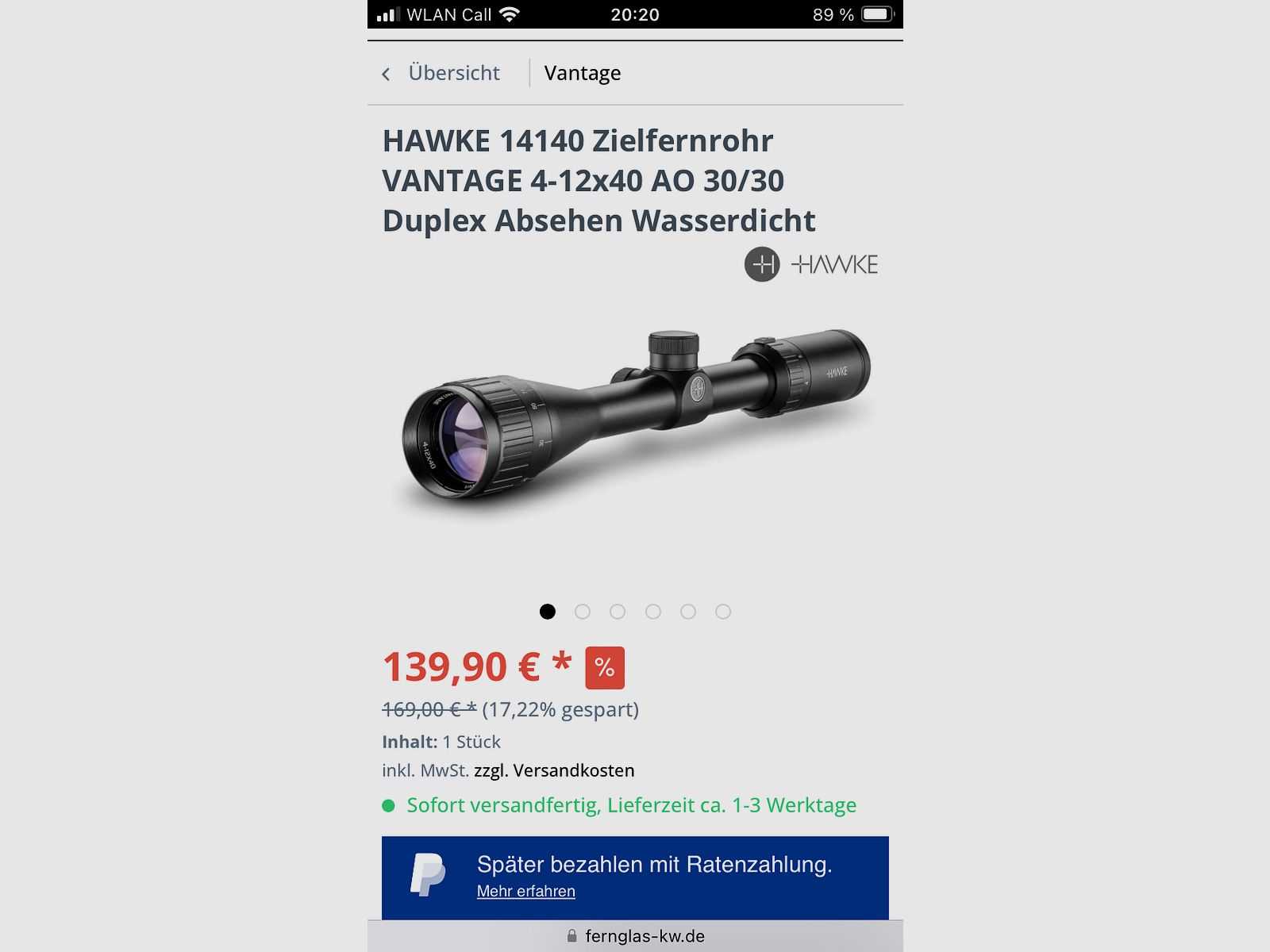 Hawke 14140 Vantage 4-12x40 AO 30/30 Wasserdicht