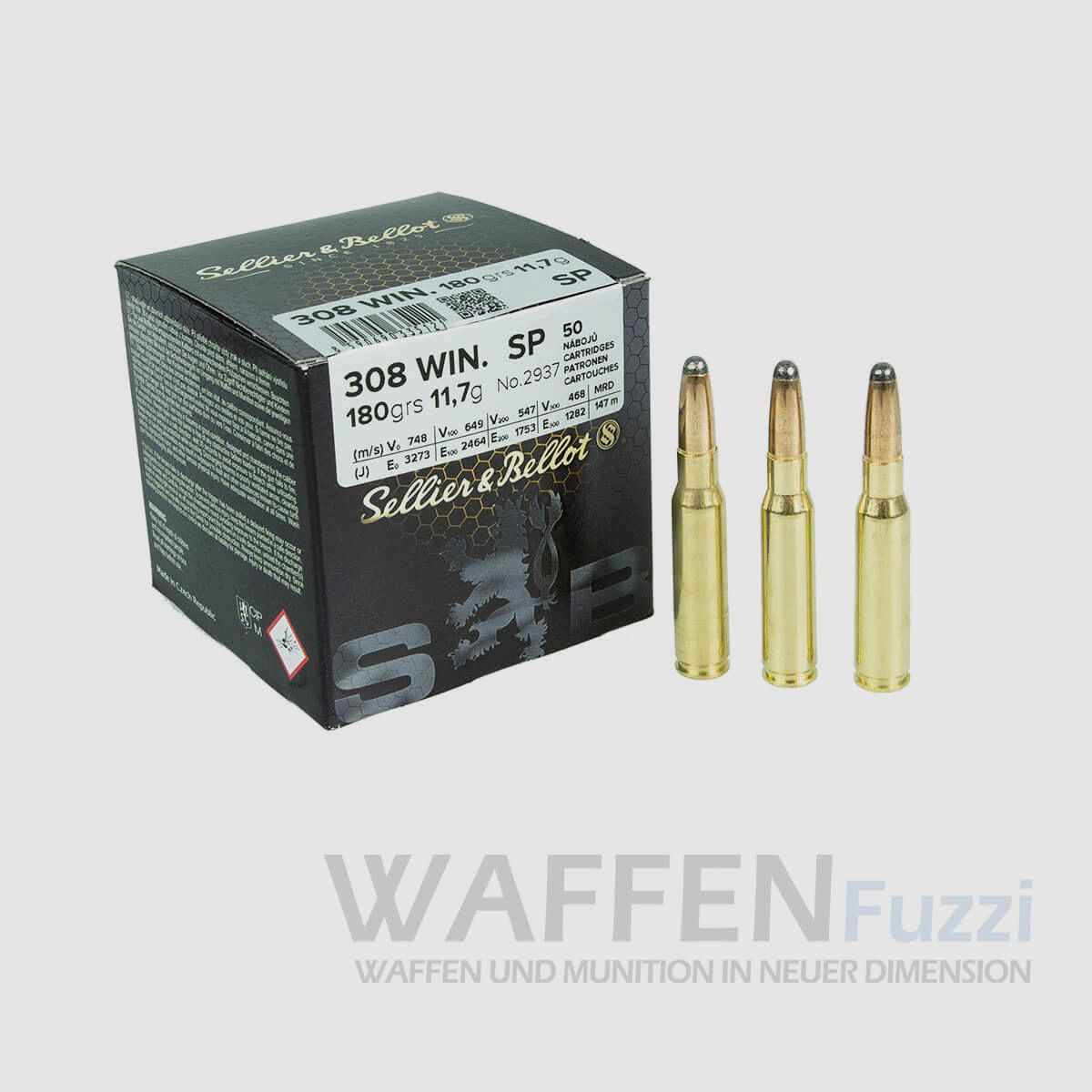 S&B .308 Win. 180grs pointe douce 50 cartouches