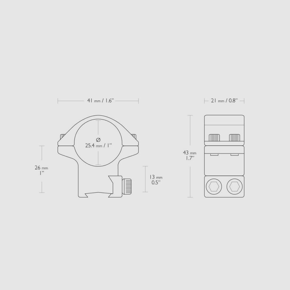 HAWKE Match Ring Mount, 9-11mm prism rail, tube: 1