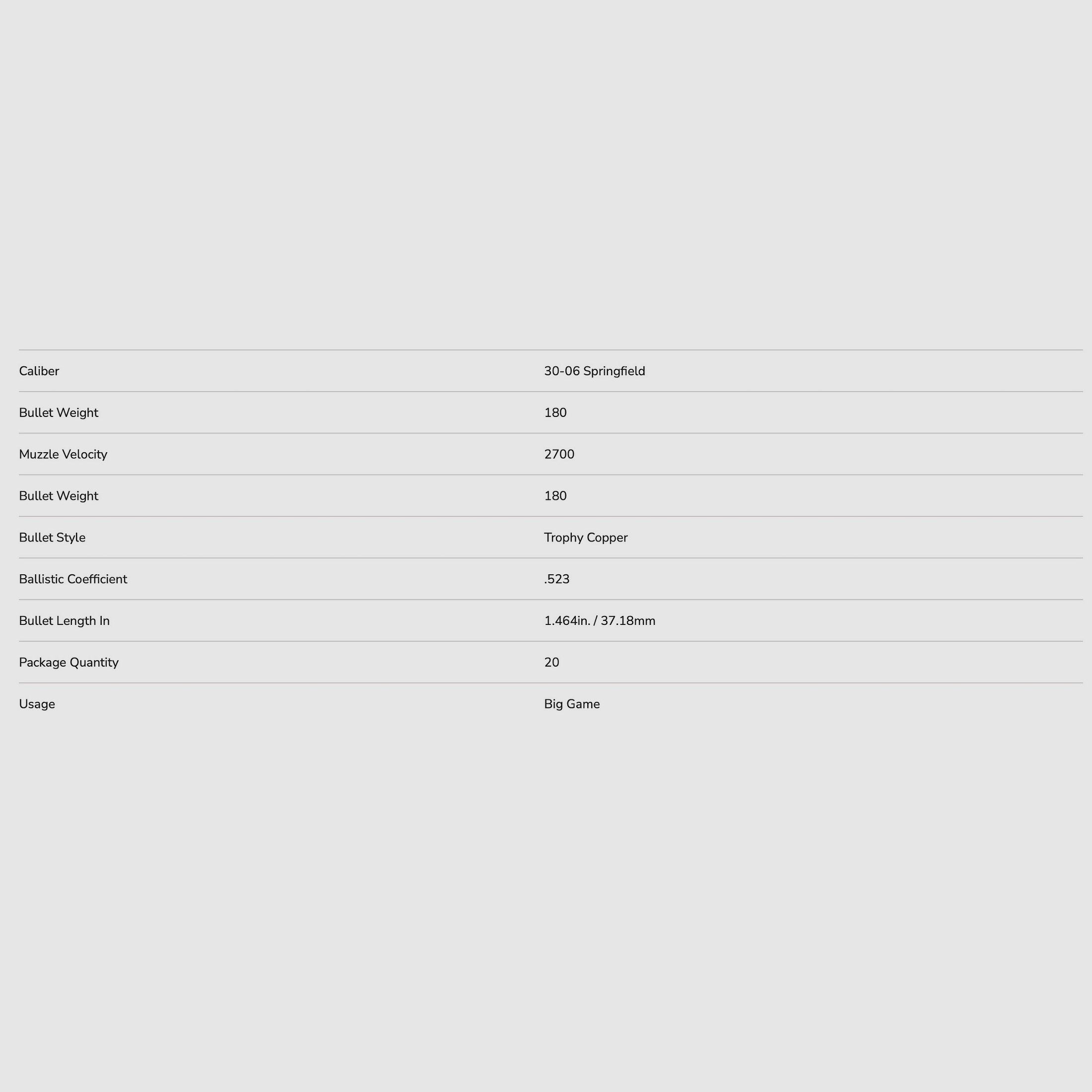 Federal Ammunition P3006TC1 .30-06 Spr. Trophy Copper senza piombo 11,7g 180gr.