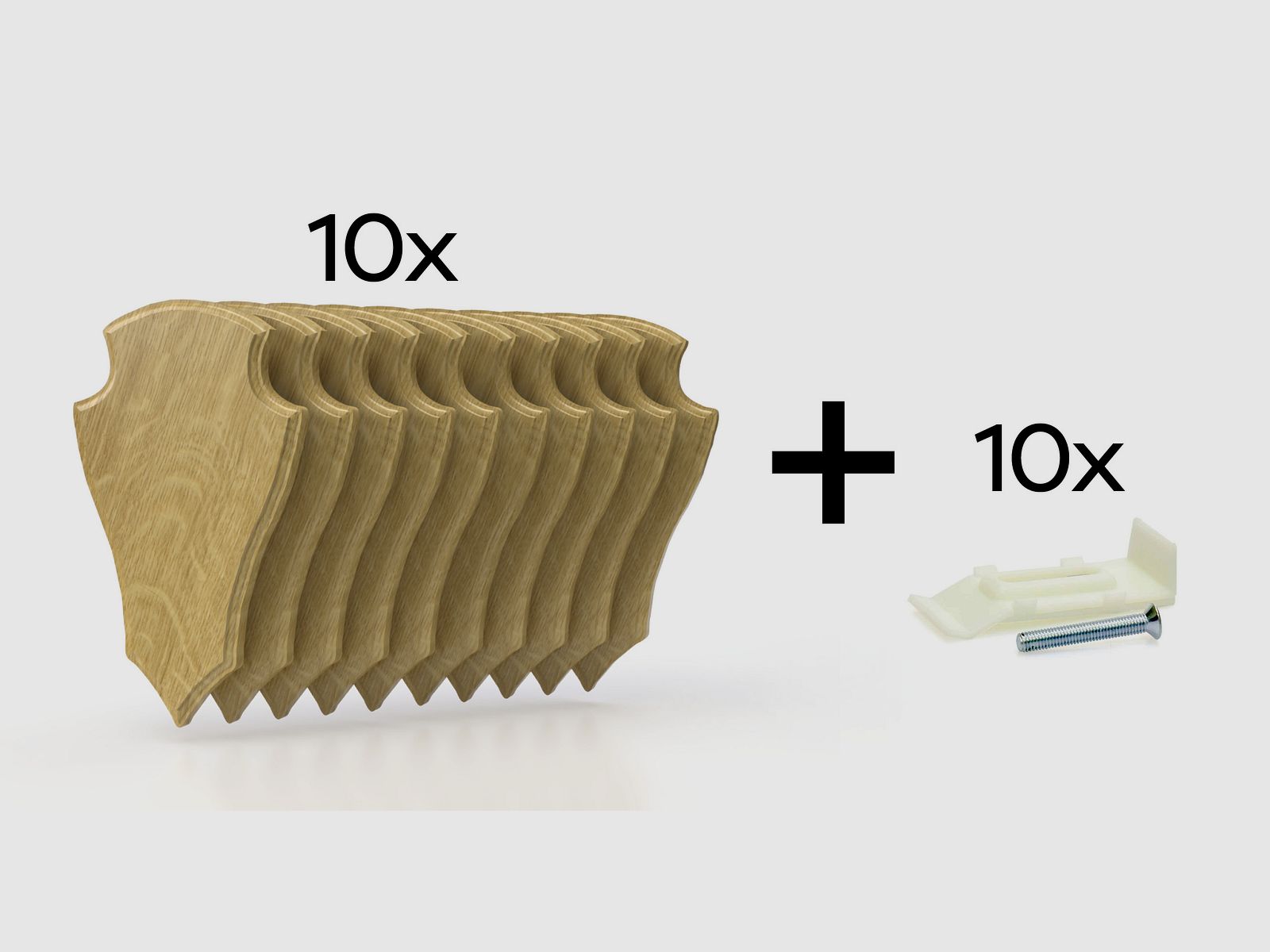 10x Trophäenschild für Rehbock 22x13 hell (Eiche 2)