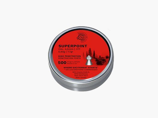 GECO Air Pellets 4.5 mm (.177) Basic Line Superpoint 0.5 g / 7.7 gr (500/25'000)