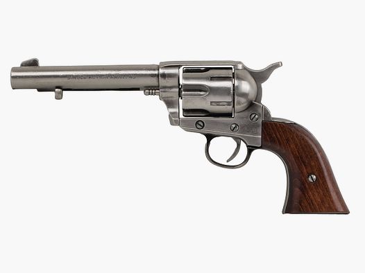 Deko Revolver Kolser Colt SAA .45 Peacemaker USA 1873 5,5 Zoll nickel Holzgriffschalen