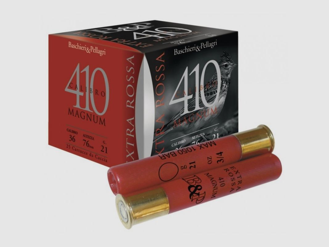 250 cartucce betp extra rossa 410 magnum cal. 410 / 76 mm n6