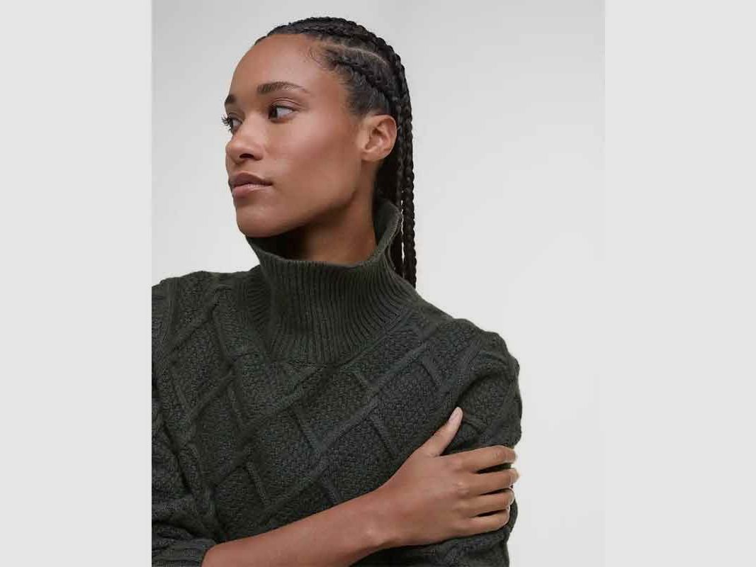 Barbour D-Roll Neck Knitted Sweater Burne with Cable Pattern, image 8 of 8
