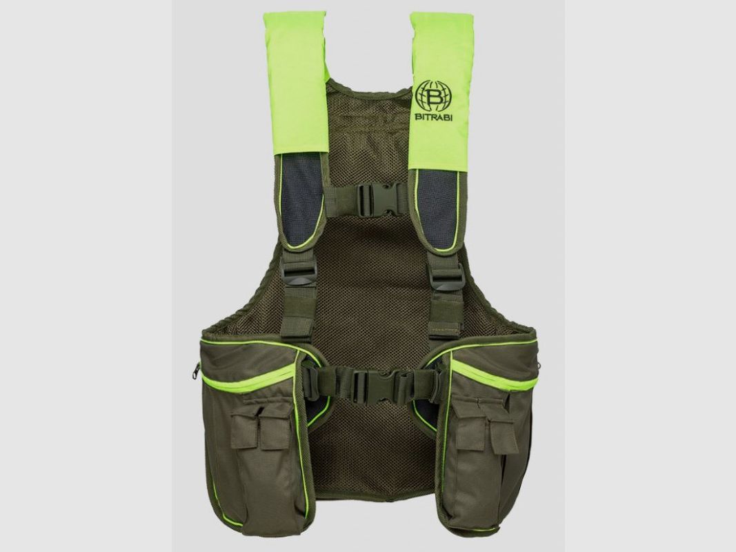 Driekamer jachtvest rugzak fluorescerend groen Bitrabi model TRIO PRO, afbeelding 2 van 7