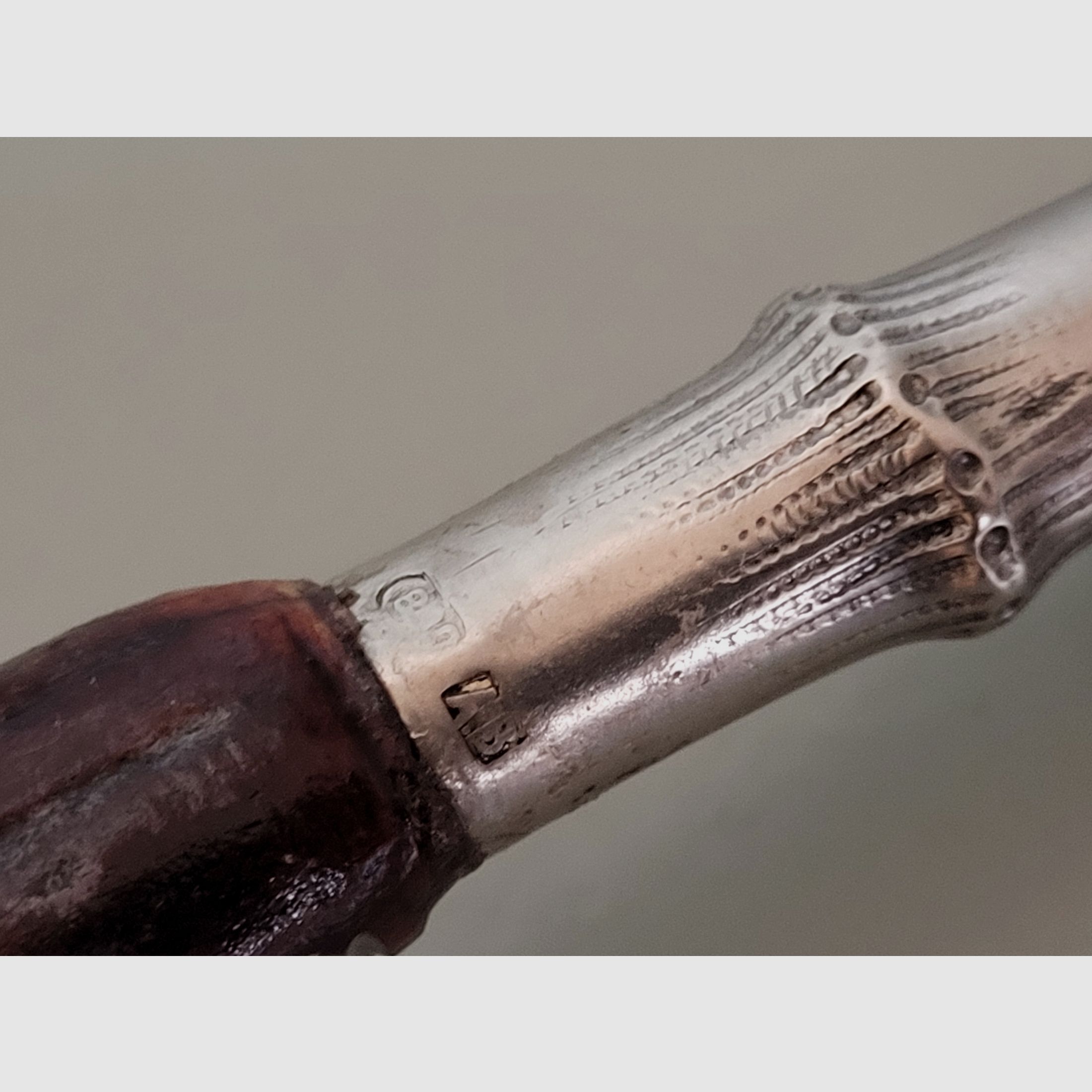 Canne de marche de chasseur - 800 argent - corne - viking - G .August Schwäbisch Gmund - années 1930