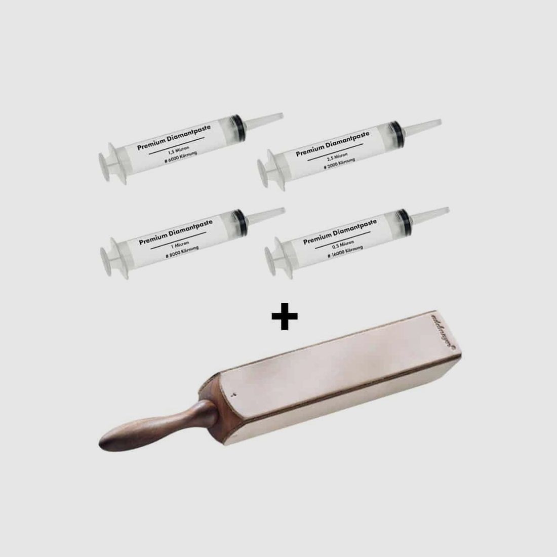 adelmayer® 4 seitiges Abziehleder + 4er Set Diamant Abziehpaste