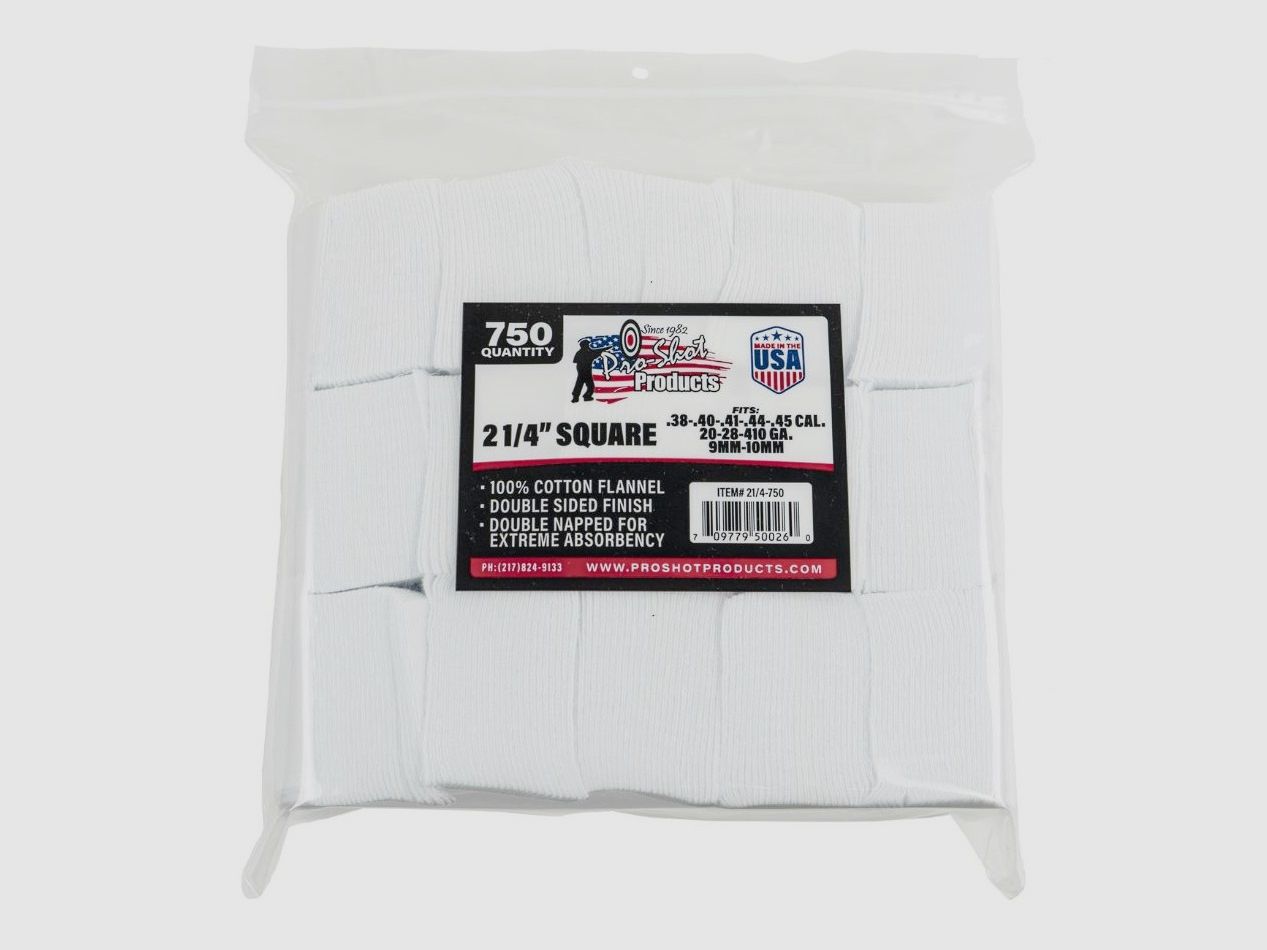 750 Patches 2 1/4" Eckig .38 bis 45+20GA bis 410GA