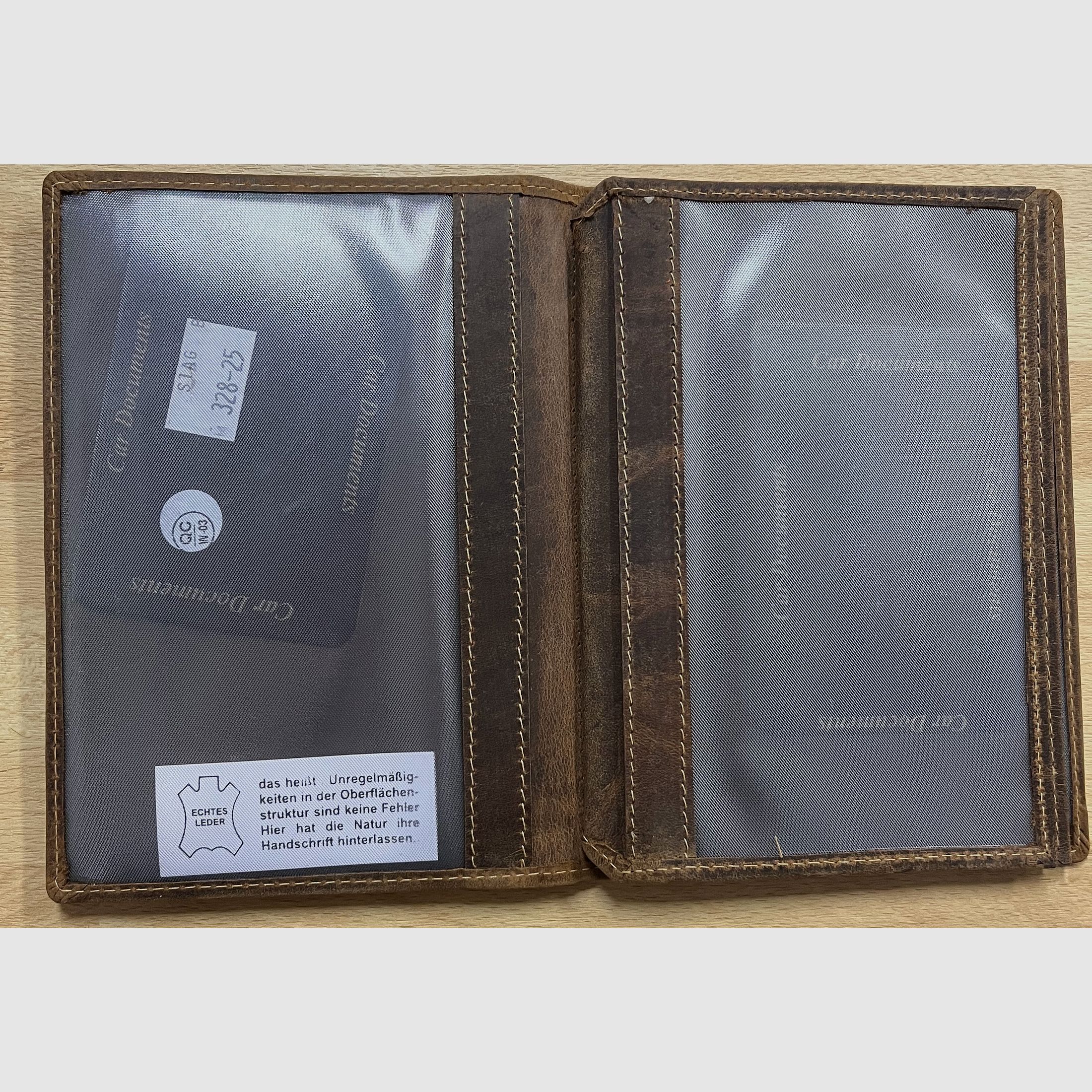 Zeiss pelle mappa per licenza di caccia portadocumenti astuccio cervo marrone 328-25-Stag