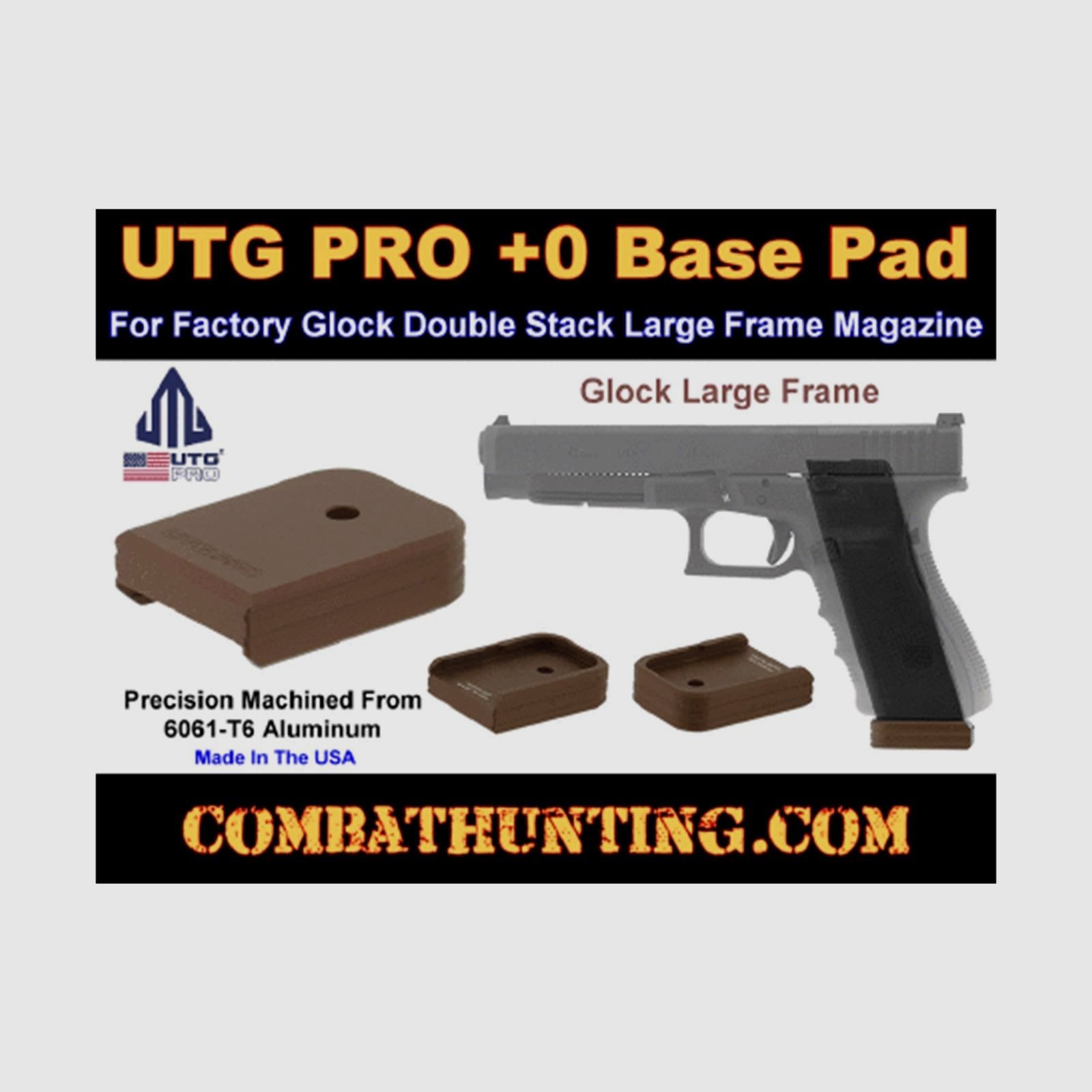 UTG PRO +0 Base Pad, Glock Large Frame .45ACP/10mm, Matte Bronze Aluminum
