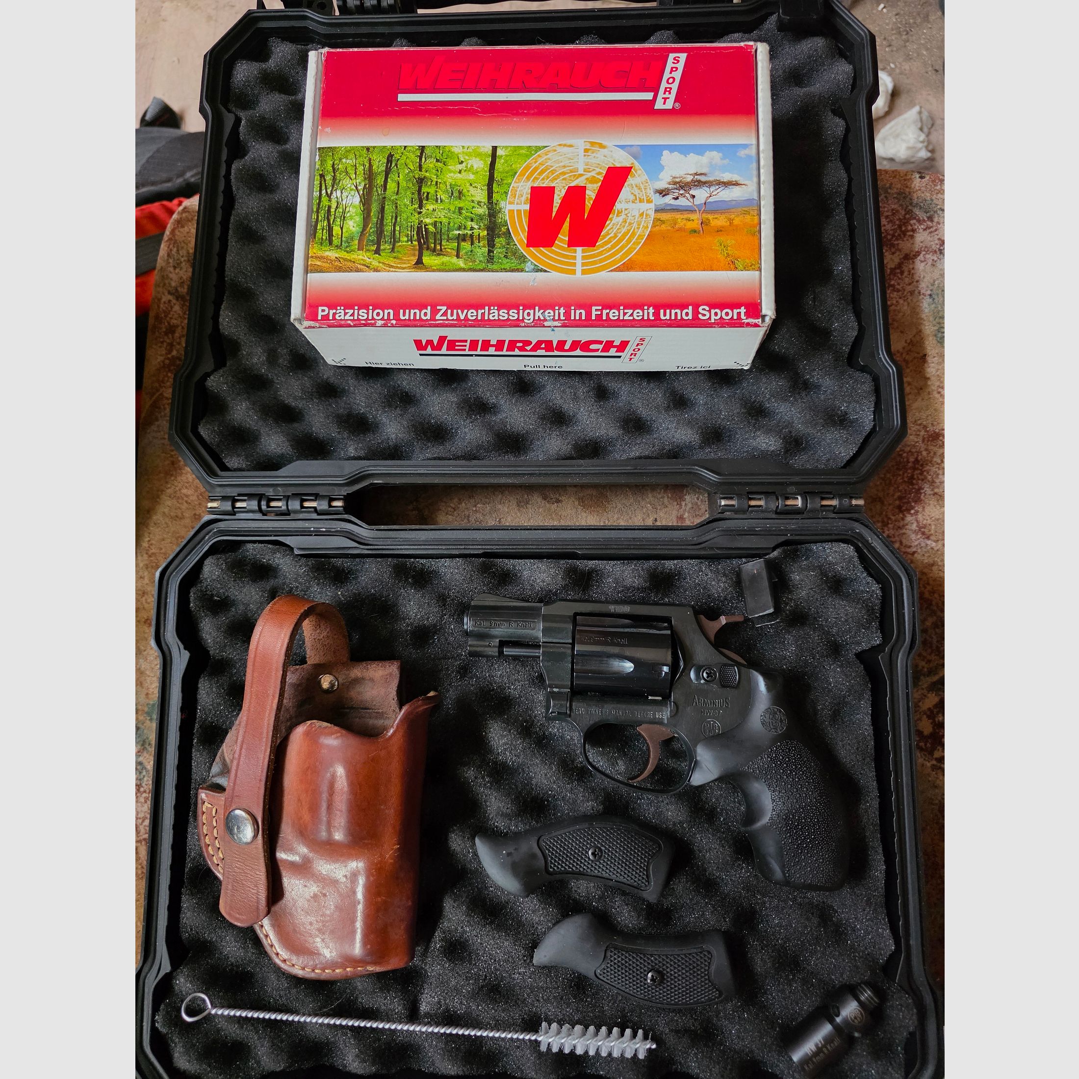 Weihrauch HW 37 mit HOGUE BANTAM Griffschale , ROSS  ECHTLEDER - HOLSTER , 9mmRK  