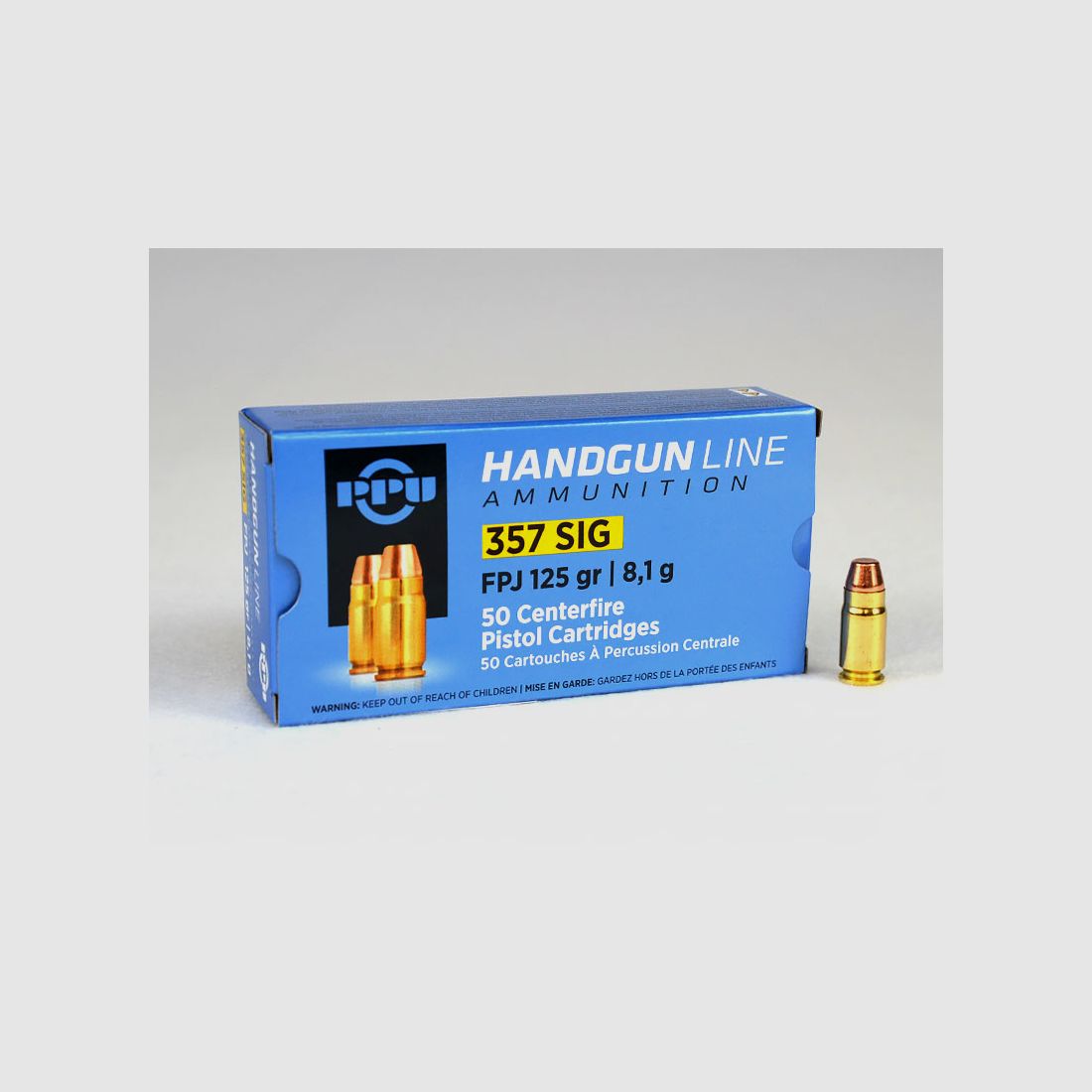 PPU .357 SIG, FMJ 125 grs 1 Pack (50 rounds at €0.596 each)