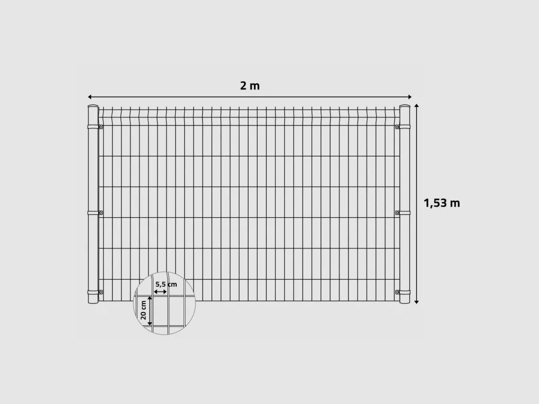 4 verzinkte, starre Gitterpaneele mit Epoxidbeschichtung - Breite 2 m - Höhe 153 cm, Bild 6 von 6
