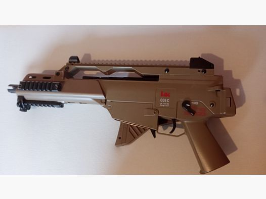 Airsoft G36C Desert with 400 round magazine & goggles (used, 0.5 Joule)