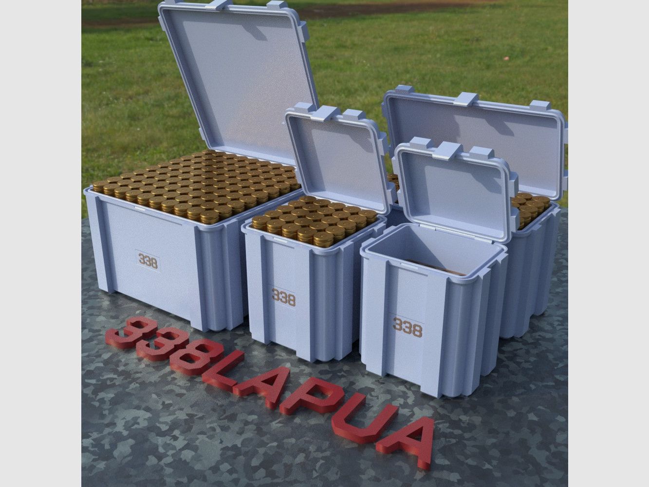 Filamelt Munitionsbox / Ammo Box .338 Lapua Magnum – Patronenbox ‘Klappdeckel’ – 20 / 25 / 50 / 100 Runden