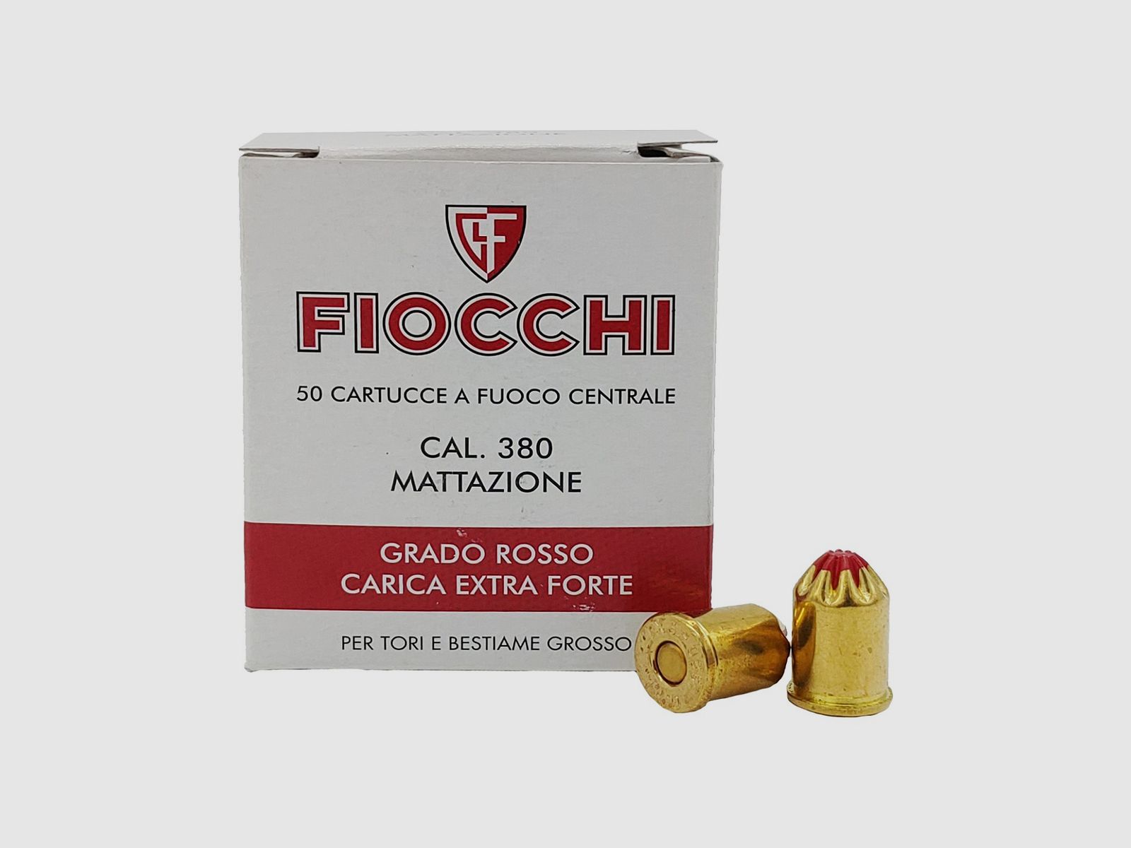 Cartouches Fiocchi pour Abattage cal. 380 rouge extra fort paquet de 50 pcs.