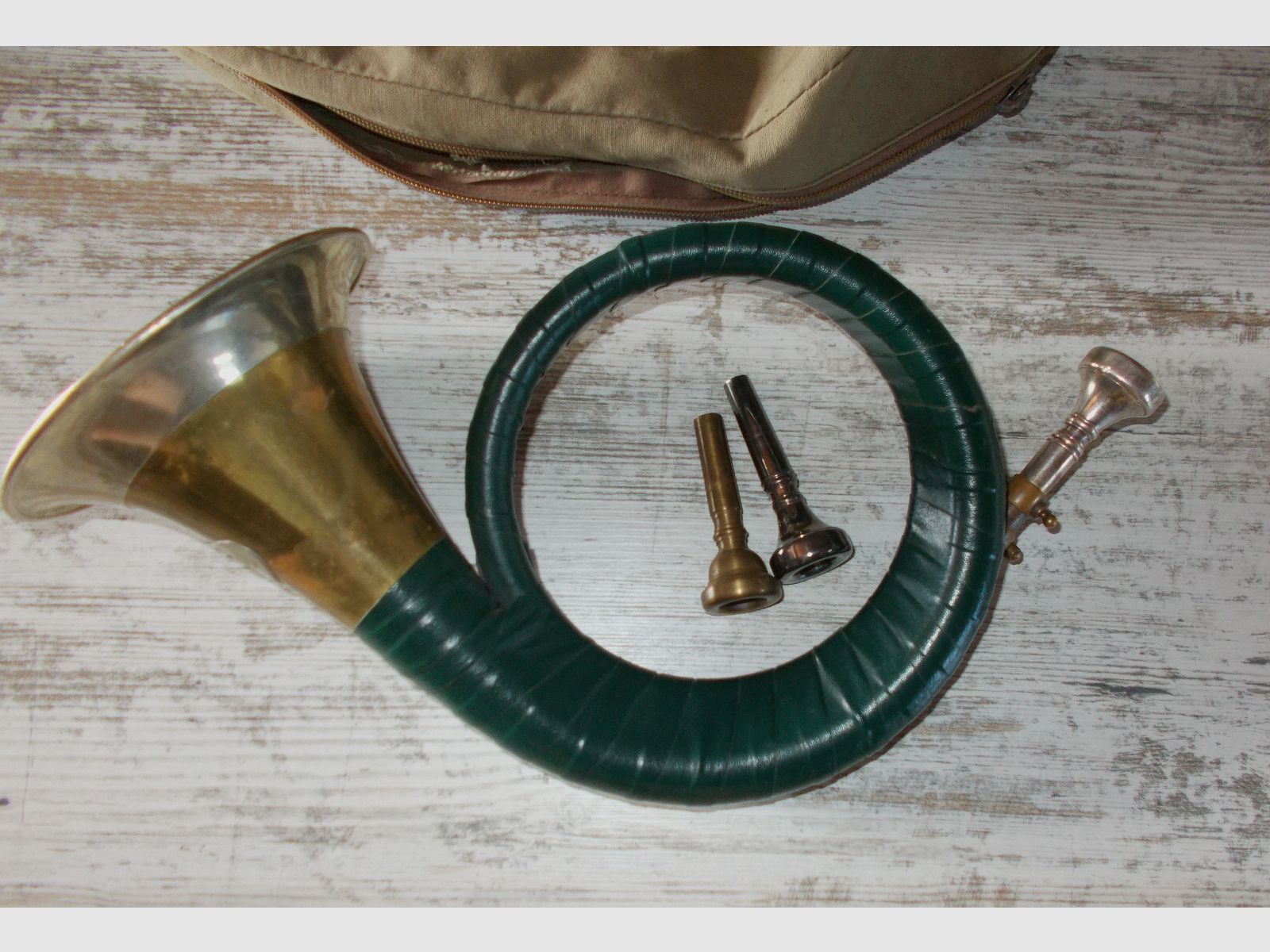 3x Jagdhorn Taschenjagdhorn Fürst Pless ALT aus Nachlass