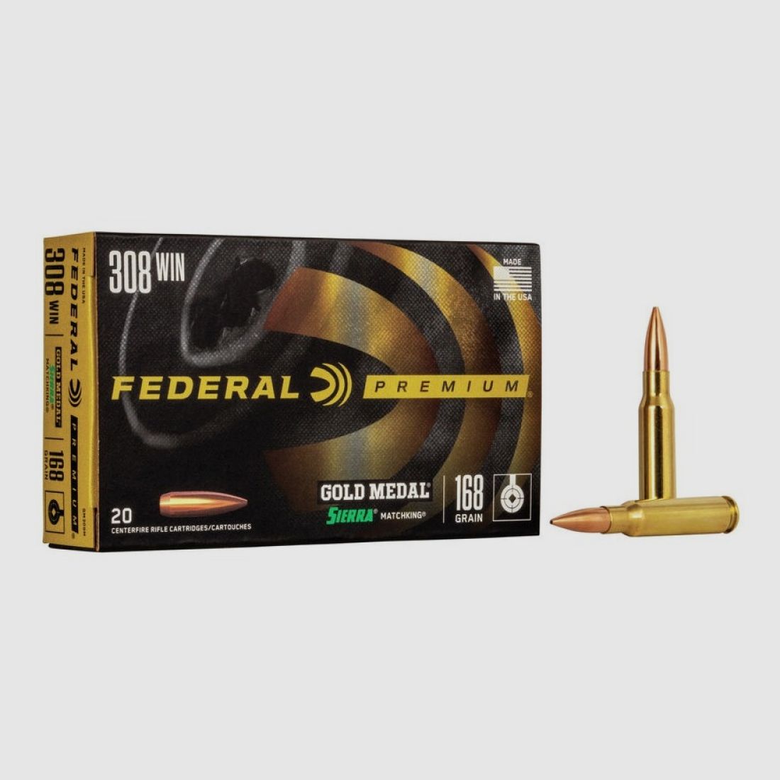 308 Winchester Federal Gold Medal Sierra MatchKing 168 gr BTHP VE20